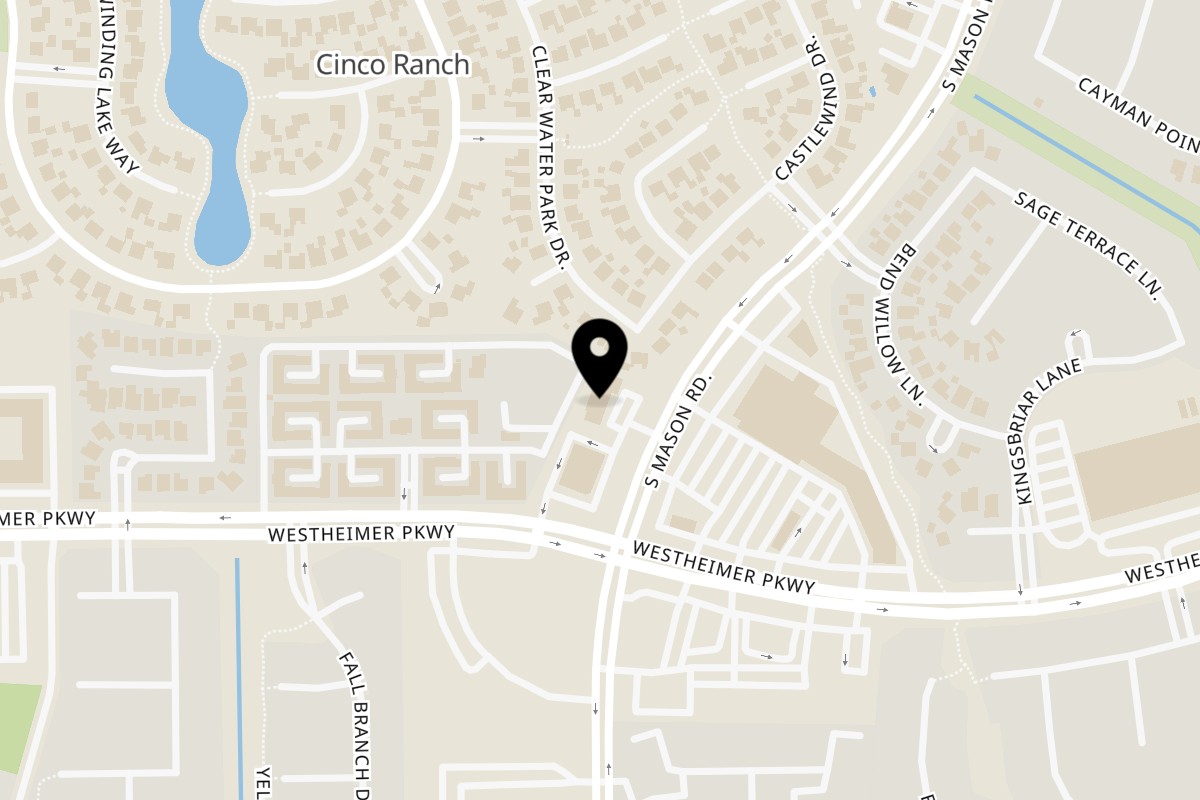 Map showing the location of Penguin 64 Ramen Sushi & Boba Cafe' on 3522 S Mason Rd Ste.300 in Katy